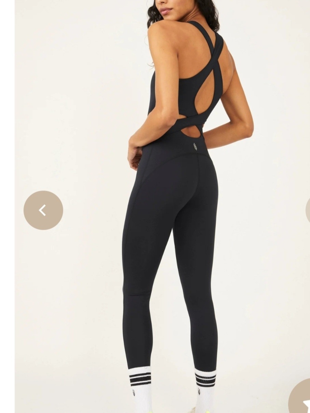 Free People Movement Black Cross-Back Active Jumpsuit Legging